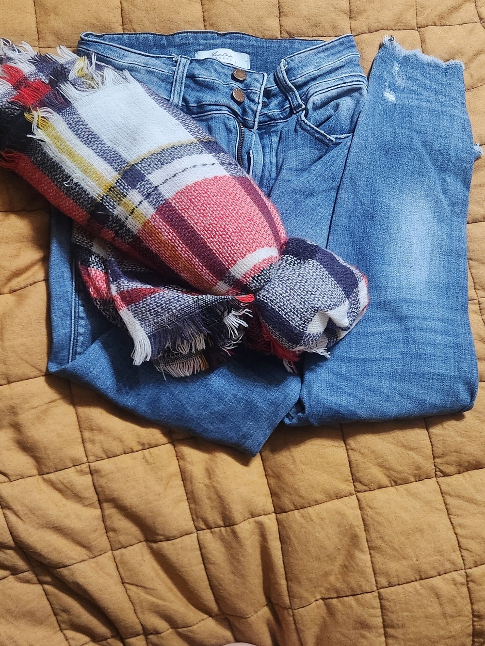 Signature Light Blue Ankle Crop Distressed Jeans